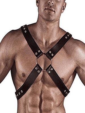 ARNES DE PECHO EN X CUERO FETICHE NEGRO