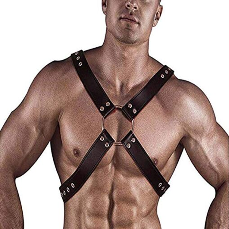 ARNES DE PECHO EN X CUERO FETICHE NEGRO 2