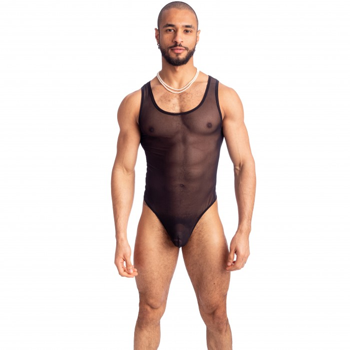 BODY EN MALLA PARA HOMBRE NEGRO 1