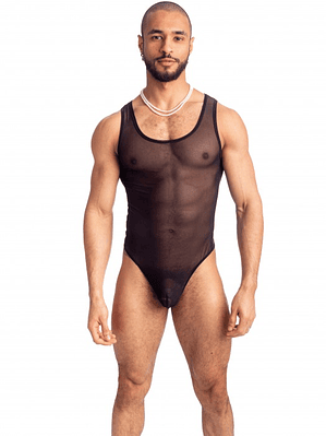 BODY EN MALLA PARA HOMBRE NEGRO