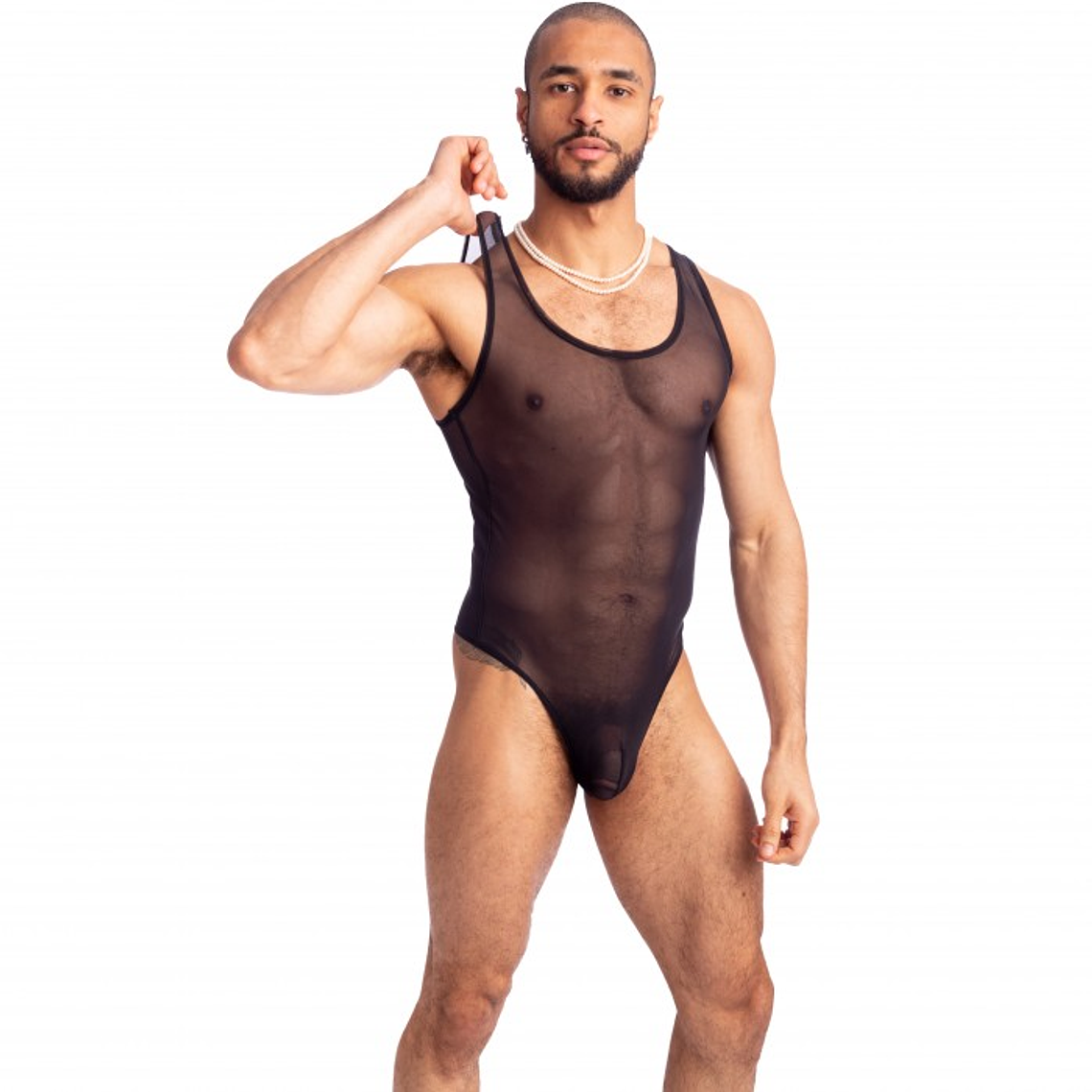 BODY EN MALLA PARA HOMBRE NEGRO 2