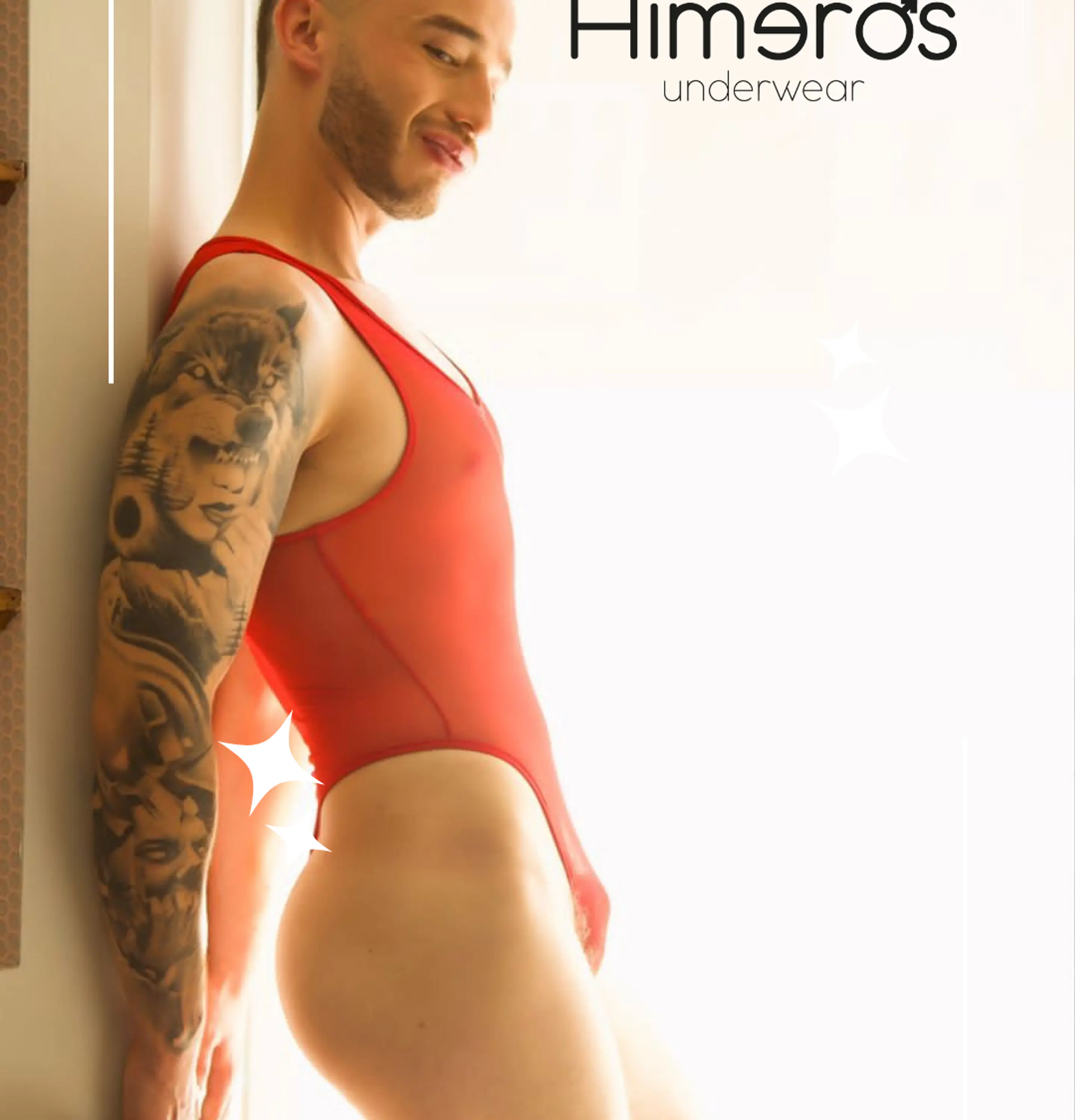 BODY EN MALLA PARA HOMBRE ROJO 2