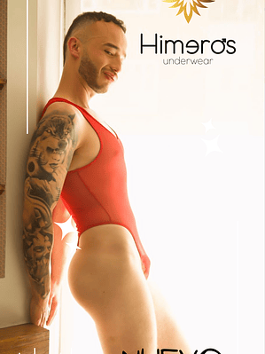 BODY EN MALLA PARA HOMBRE ROJO