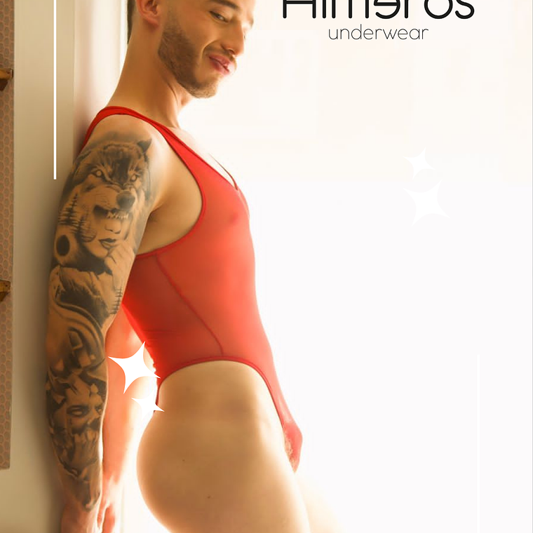 BODY EN MALLA PARA HOMBRE ROJO 2