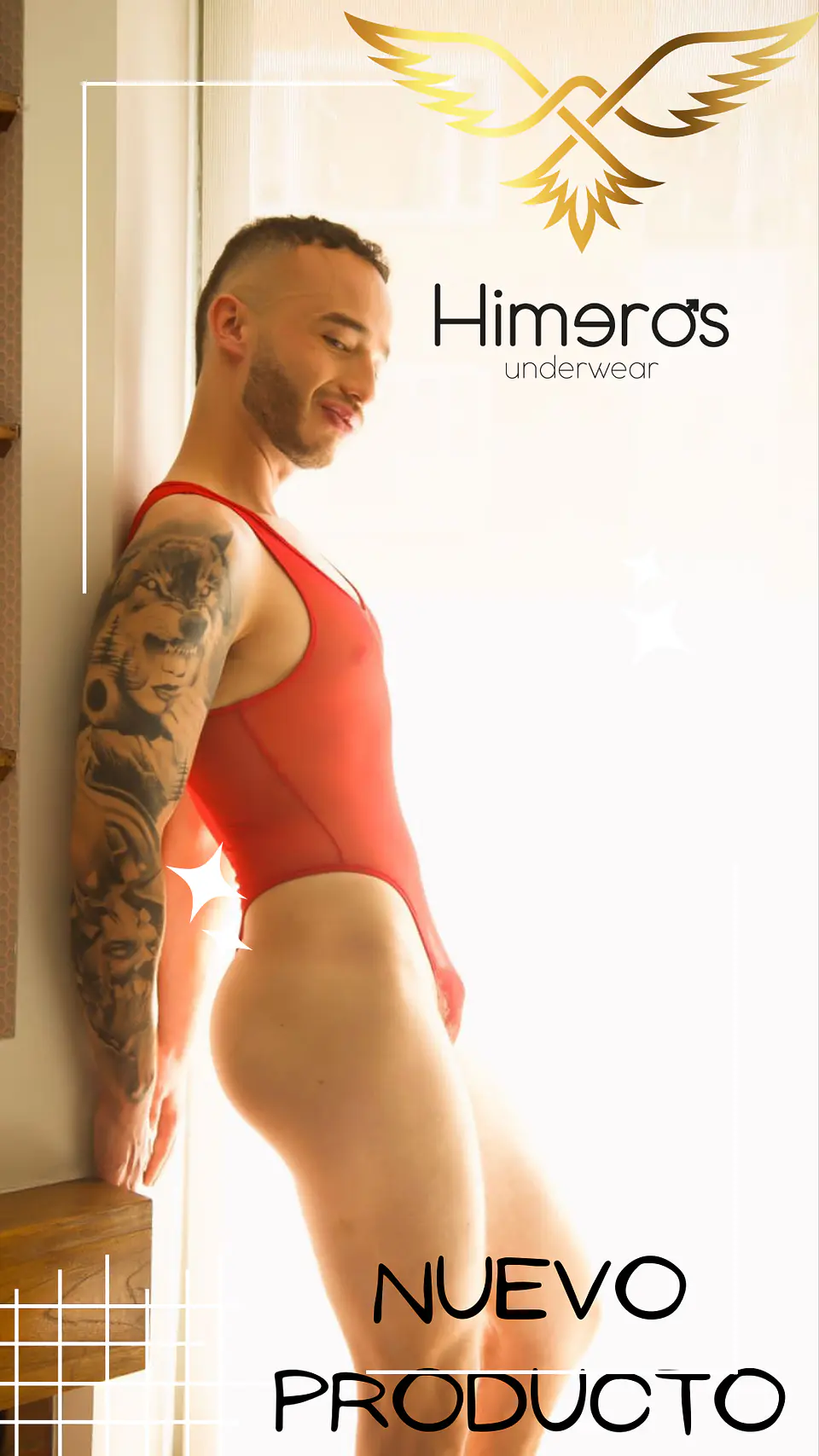 BODY EN MALLA PARA HOMBRE ROJO 2