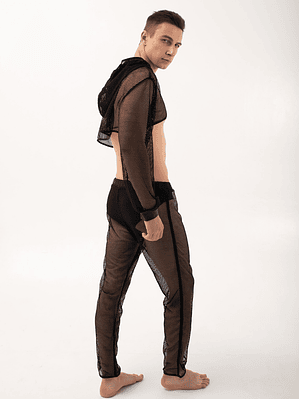 CONJUNTO CROT TOP Y PANTALON EN MALLA TRANSPARENTE PARA HOMBRE