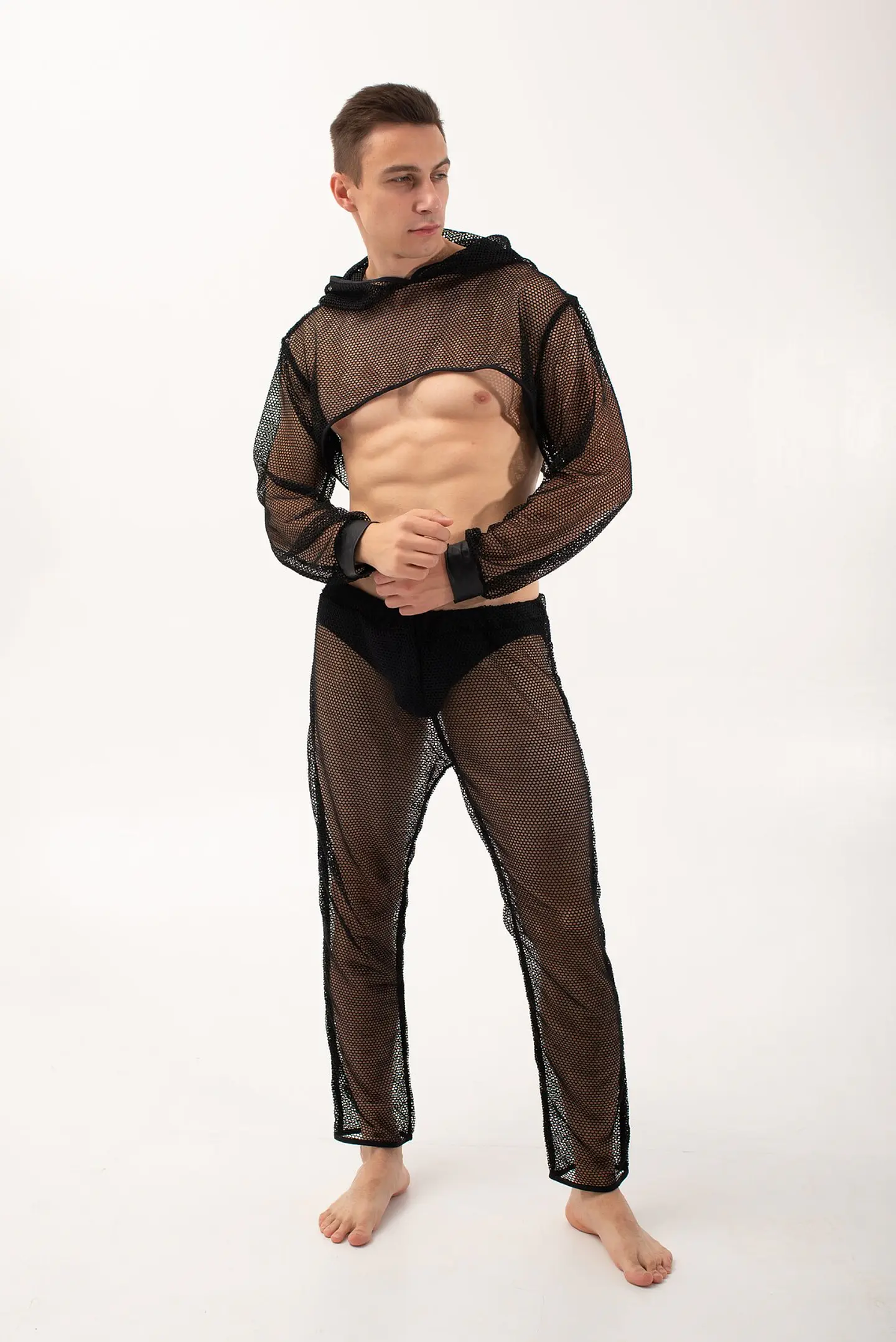 CONJUNTO CROT TOP Y PANTALON EN MALLA TRANSPARENTE PARA HOMBRE 3