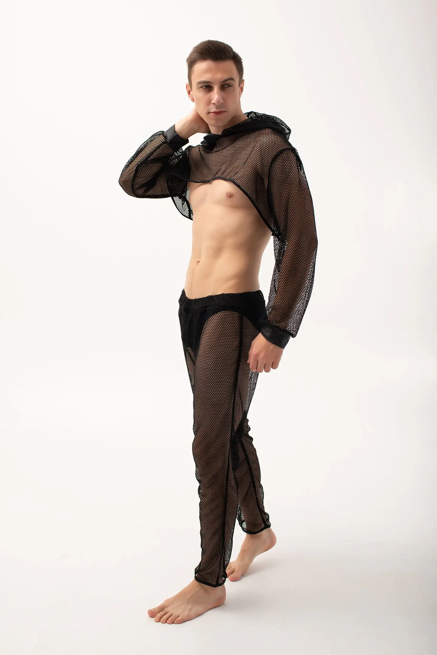 CONJUNTO CROT TOP Y PANTALON EN MALLA TRANSPARENTE PARA HOMBRE 4