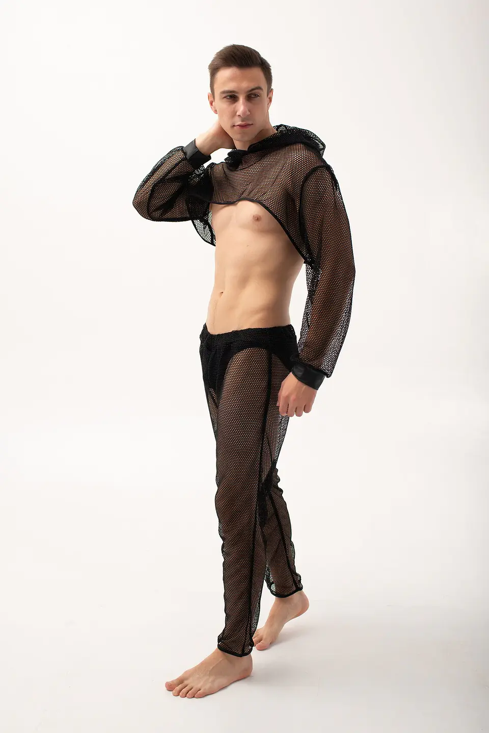 CONJUNTO CROT TOP Y PANTALON EN MALLA TRANSPARENTE PARA HOMBRE 4