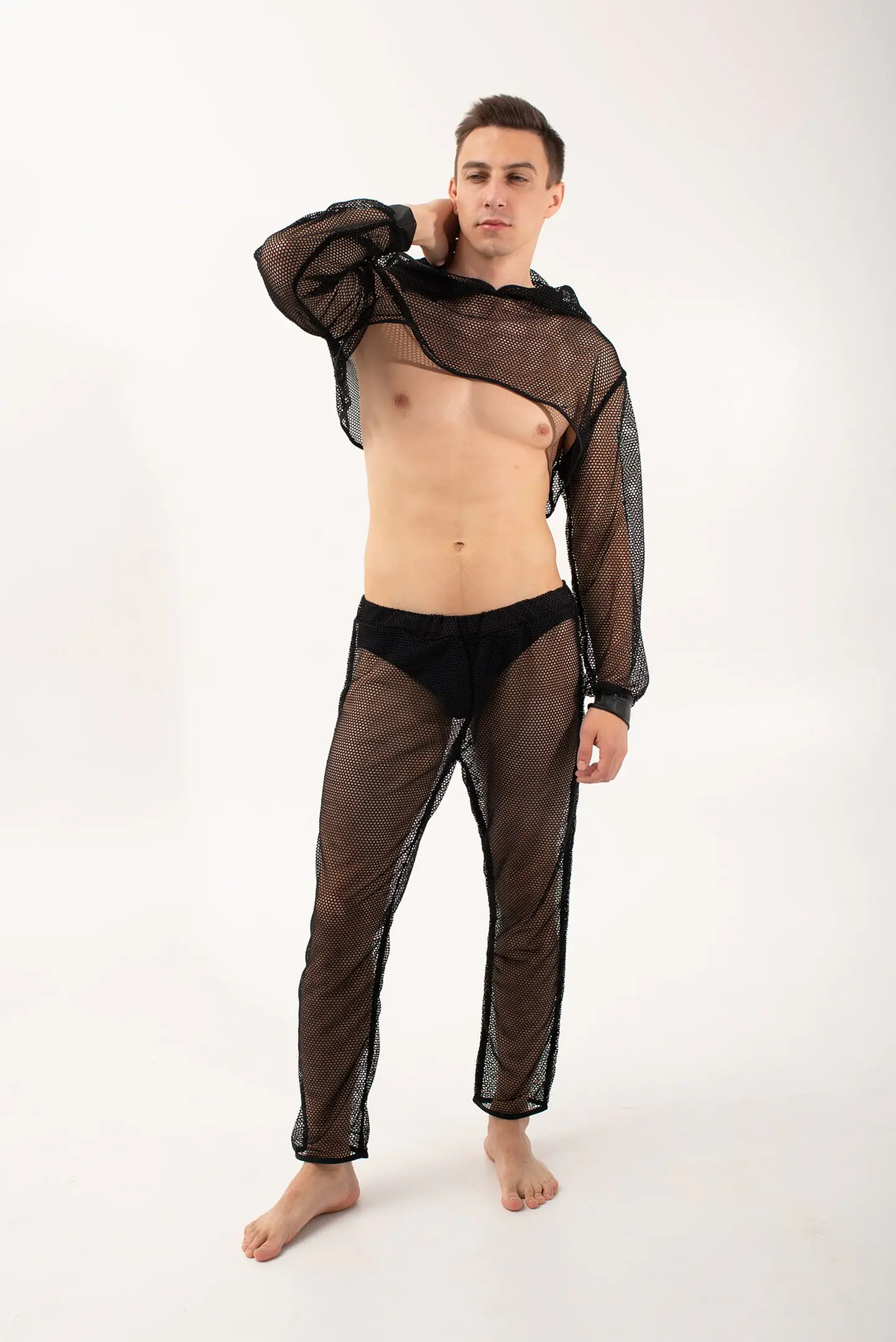 CONJUNTO CROT TOP Y PANTALON EN MALLA TRANSPARENTE PARA HOMBRE 5