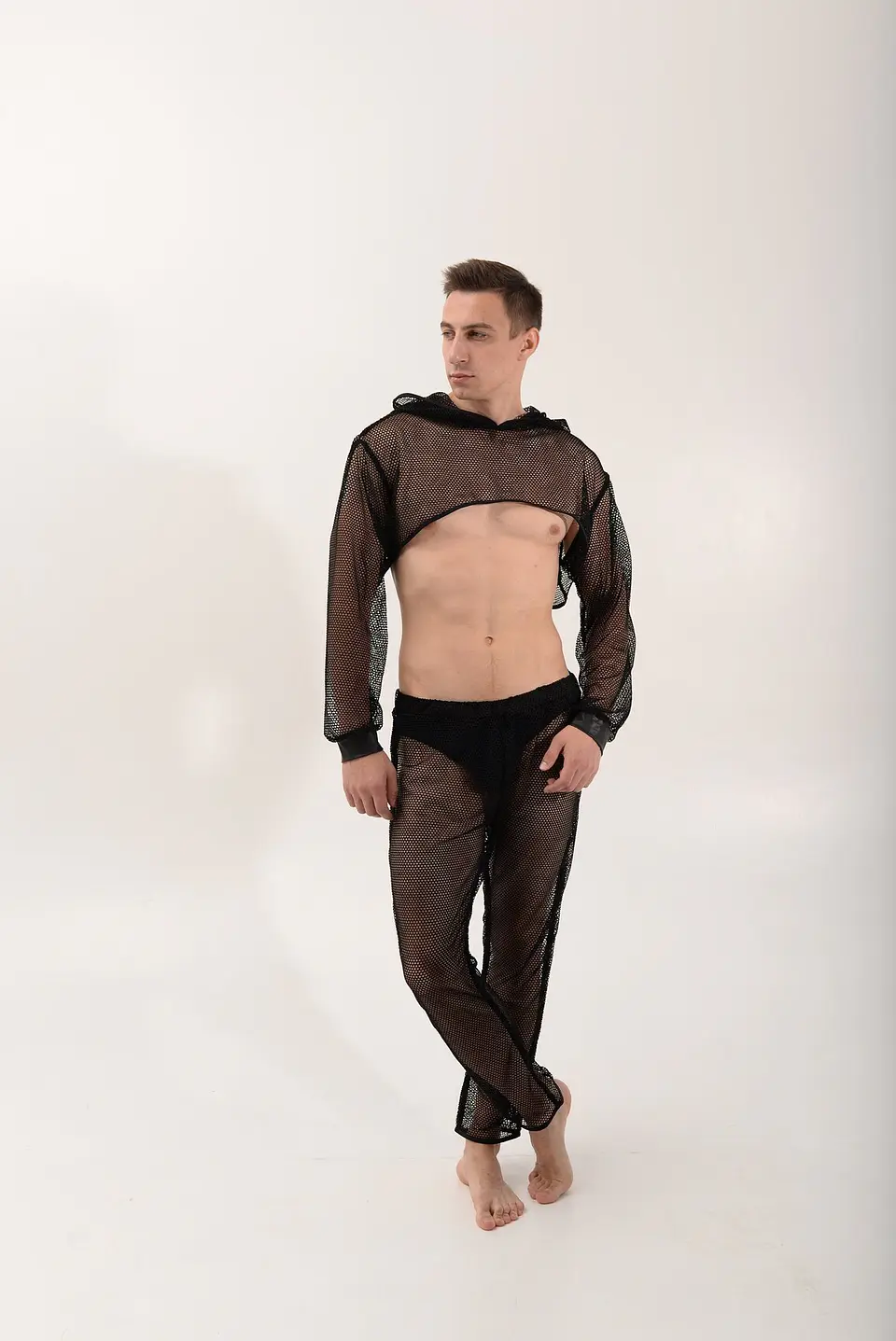 CONJUNTO CROT TOP Y PANTALON EN MALLA TRANSPARENTE PARA HOMBRE 1