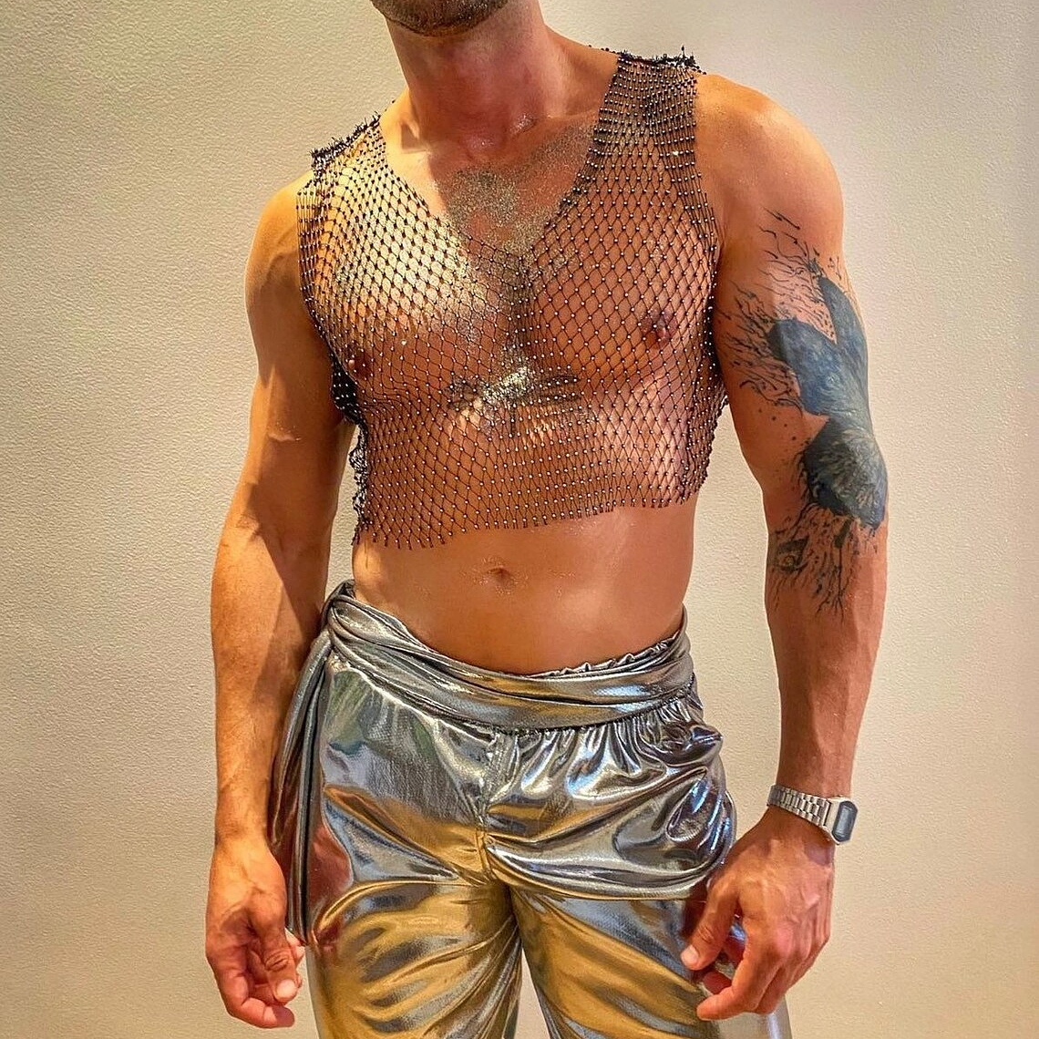 CROT TOP EN MALLA BRILLANTE PARA HOMBRE 1