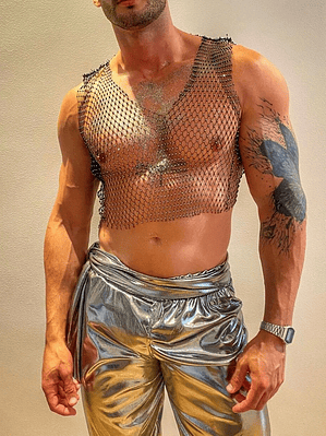 CROT TOP EN MALLA BRILLANTE PARA HOMBRE
