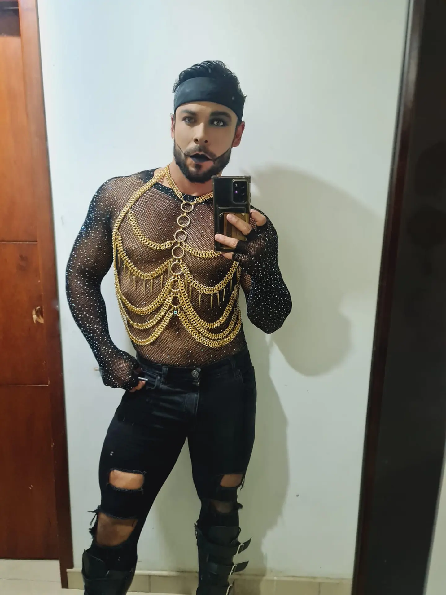 BODY MALLA BRILLANTE PARA HOMBRE NEGRA 5