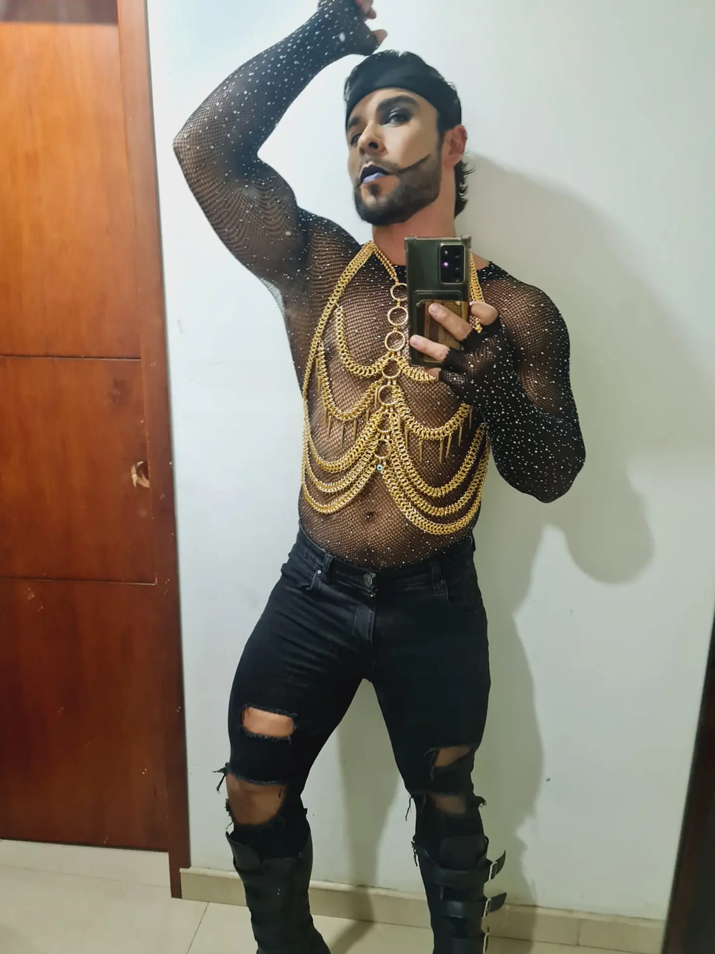 BODY MALLA BRILLANTE PARA HOMBRE NEGRA 6