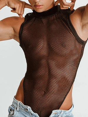 BODY EN MALLA PARA HOMBRE COLOR NEGRO
