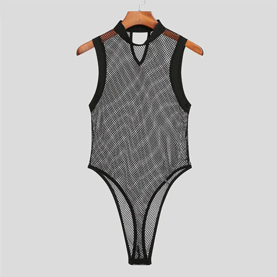 BODY EN MALLA PARA HOMBRE COLOR NEGRO 5