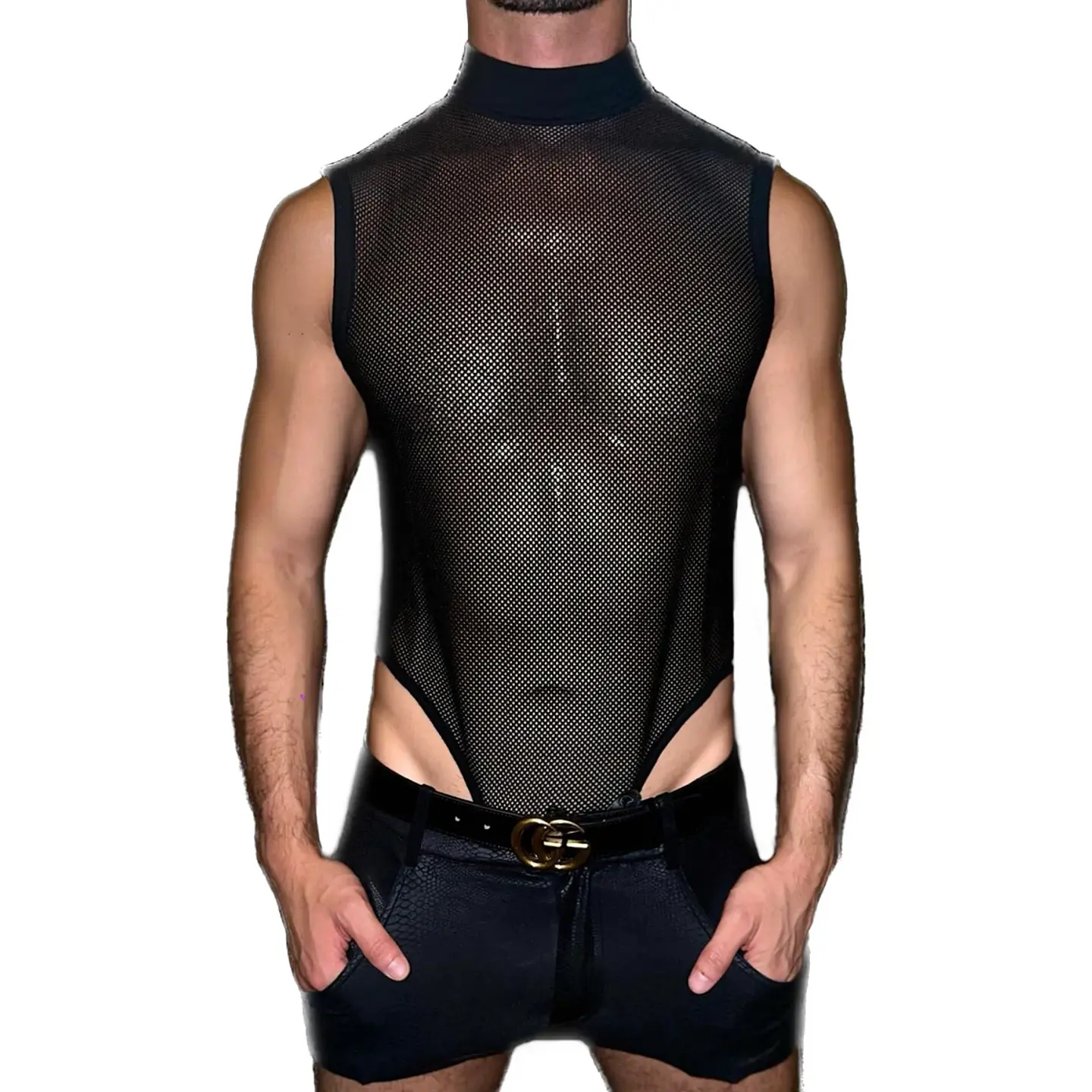 BODY EN MALLA PARA HOMBRE COLOR NEGRO 6