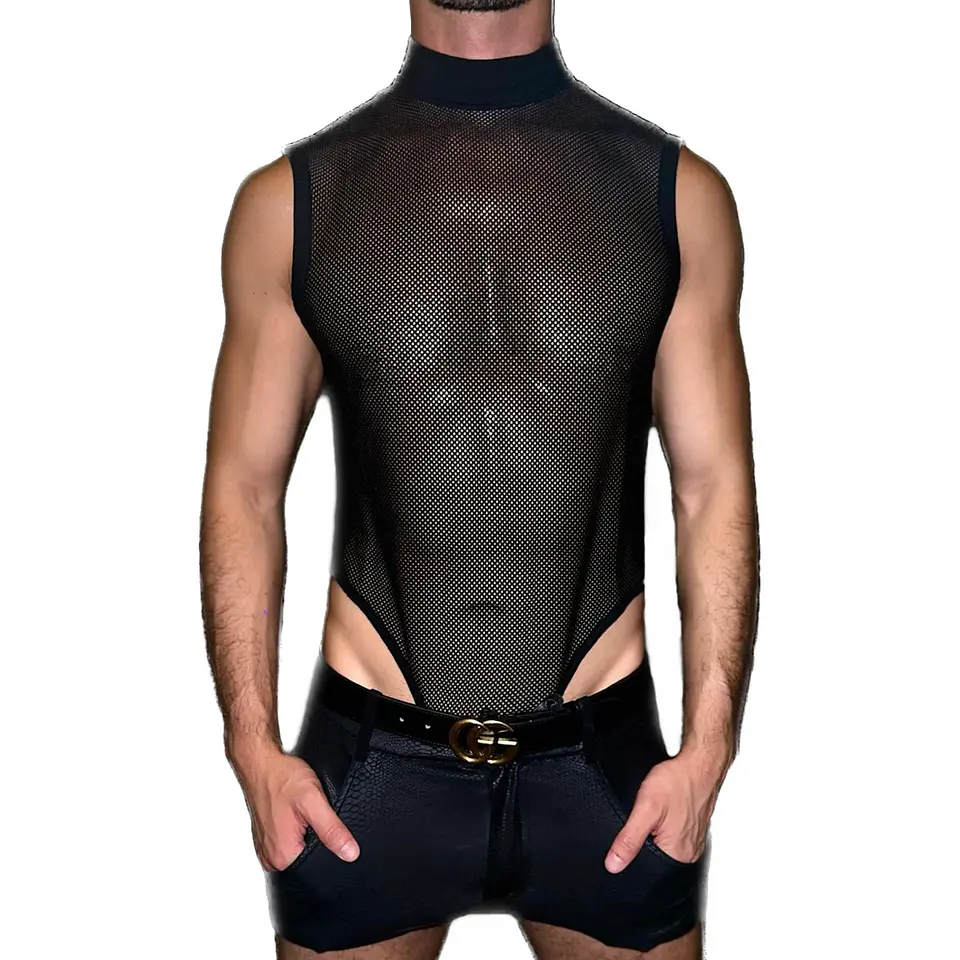 BODY EN MALLA PARA HOMBRE COLOR NEGRO 6