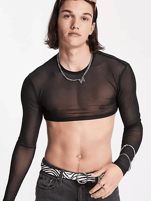 CROT TOP EN MALLA MANGA LARGA