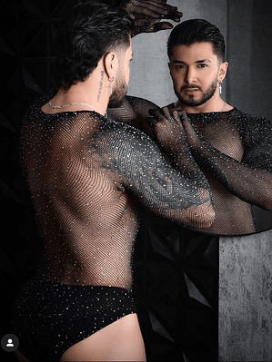 BODY MALLA BRILLANTE PARA HOMBRE NEGRA