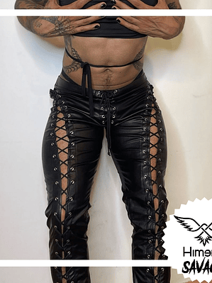 PANTALON EN CUERO SINTETICO CON AMARRE PARA HOMBRE