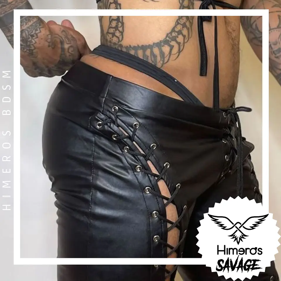 PANTALON EN CUERO SINTETICO CON AMARRE PARA HOMBRE 3
