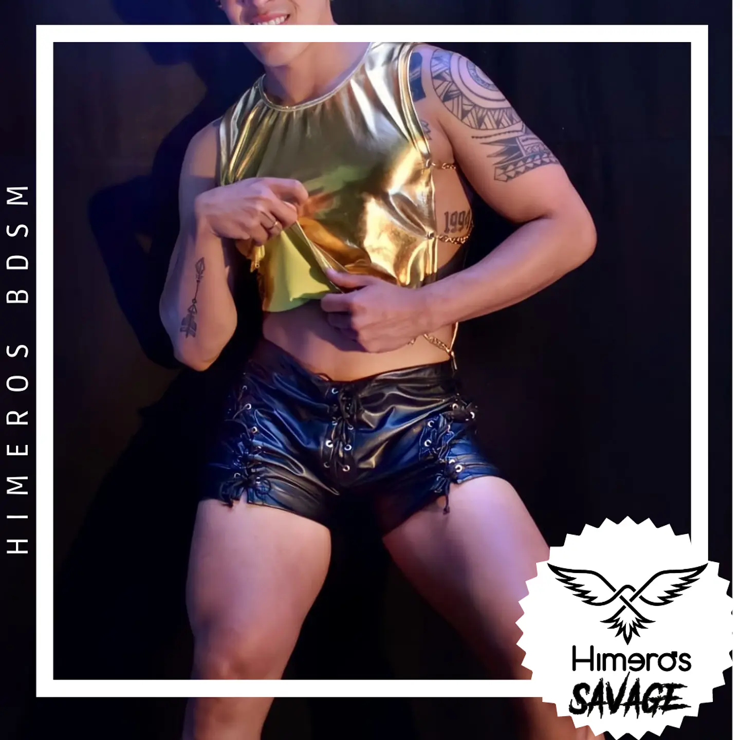 PANTALON EN CUERO SINTETICO CON AMARRE PARA HOMBRE 1