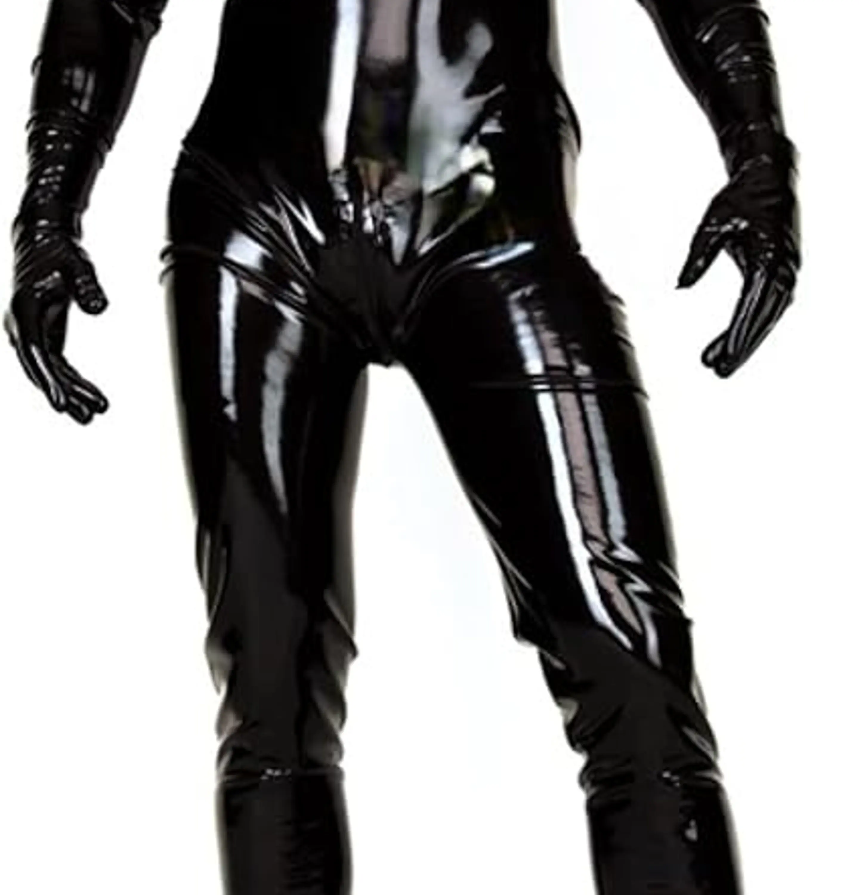 Body de látex para hombre, traje de leotardo de Sharol látex, entrepierna con cremallera, pies y guantes de hombro, cremallera, negro 4