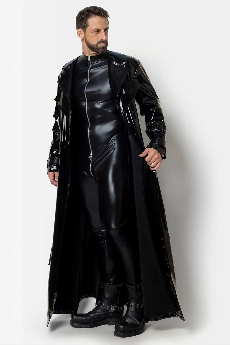 ABRIGO BATA CHAROL LATEX LARGA PARA HOMBRE 4