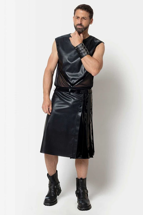 FALDA BDSM EN CUEROTEX Y SHAROL PARA HOMBRE