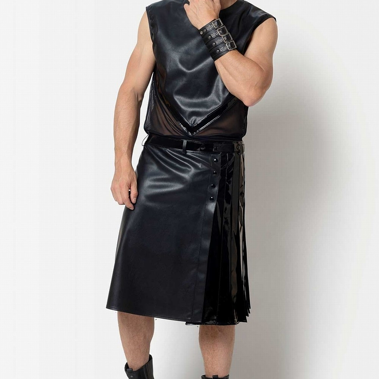 FALDA BDSM EN CUEROTEX Y SHAROL PARA HOMBRE 1