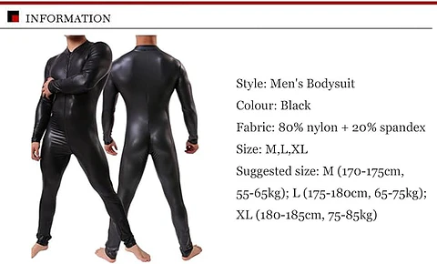 CATSUIT OVEROL PARA HOMBRE EN CUERO SINTETICO