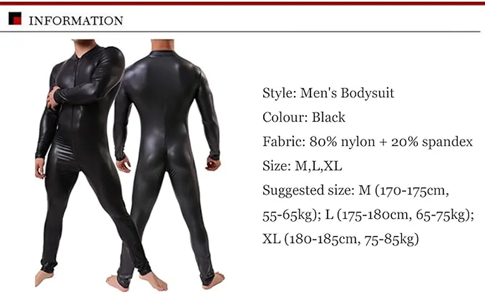 CATSUIT OVEROL PARA HOMBRE EN CUERO SINTETICO 2