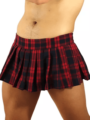 MINI FALDA COLEGIALA PARA HOMBREN ROJO