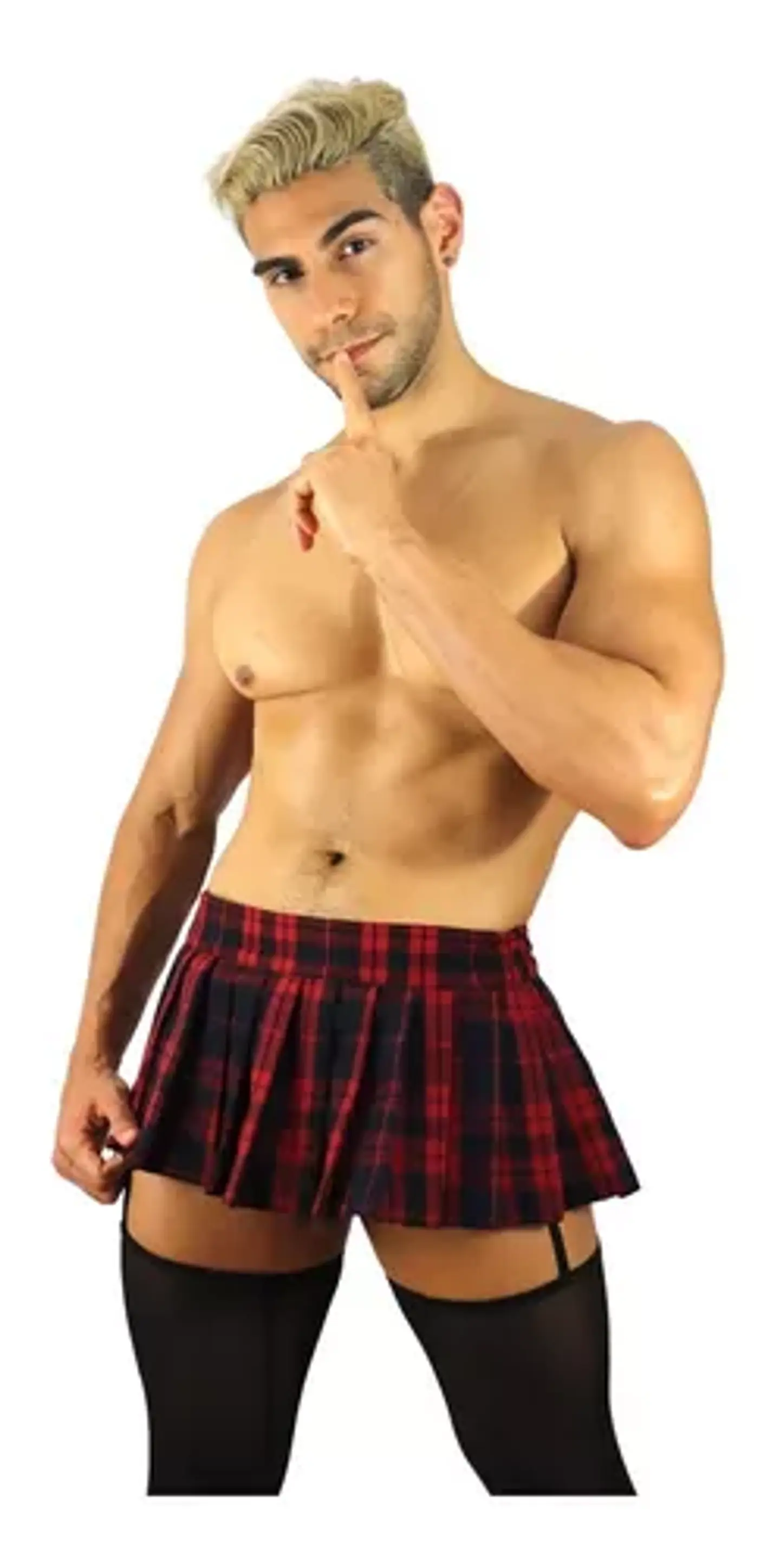 MINI FALDA COLEGIALA PARA HOMBREN ROJO 3