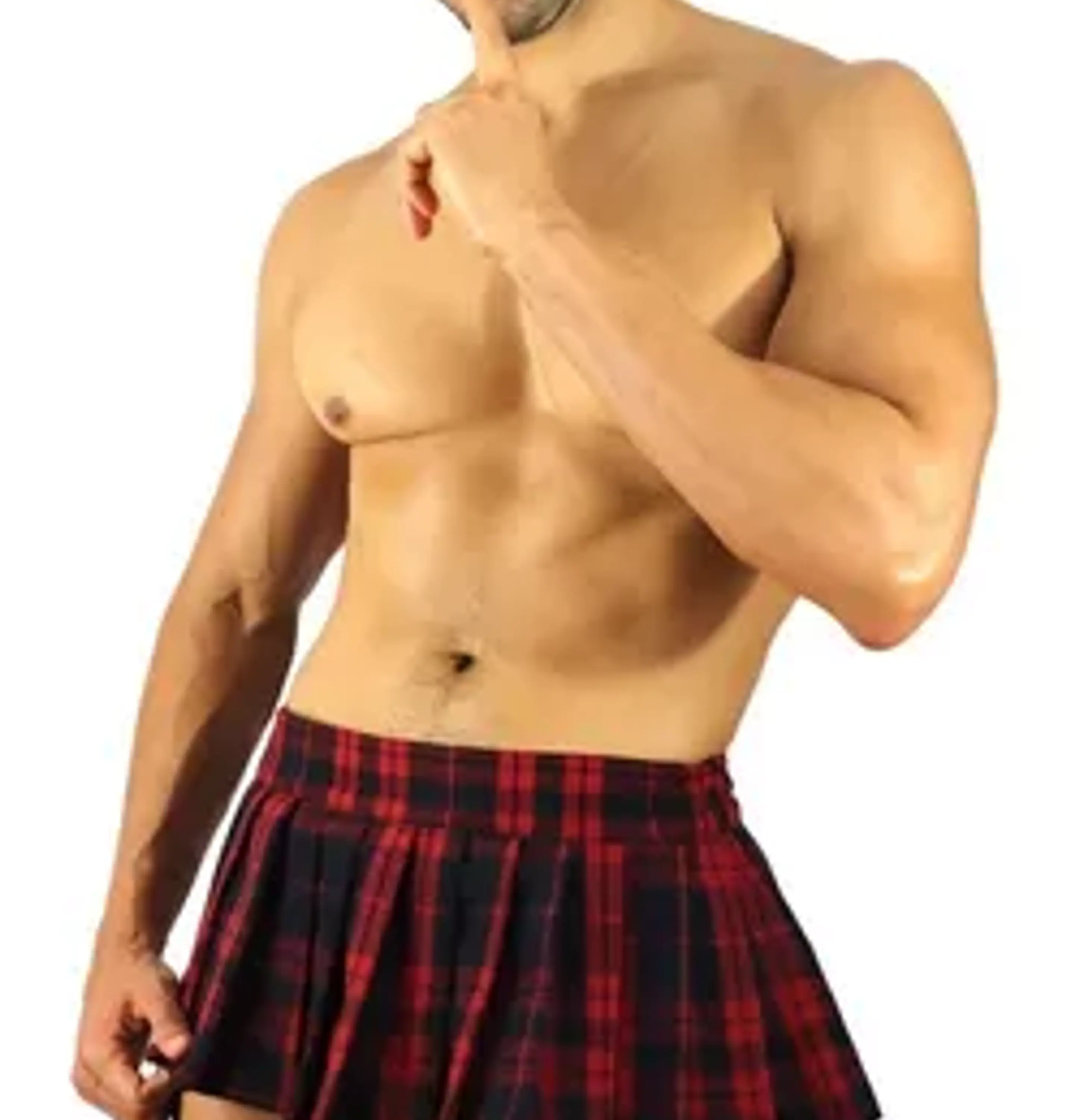 MINI FALDA COLEGIALA PARA HOMBREN ROJO 3