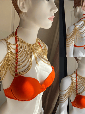 CADENA DE HOMBRO MULTICAPA DORADA UNISEX