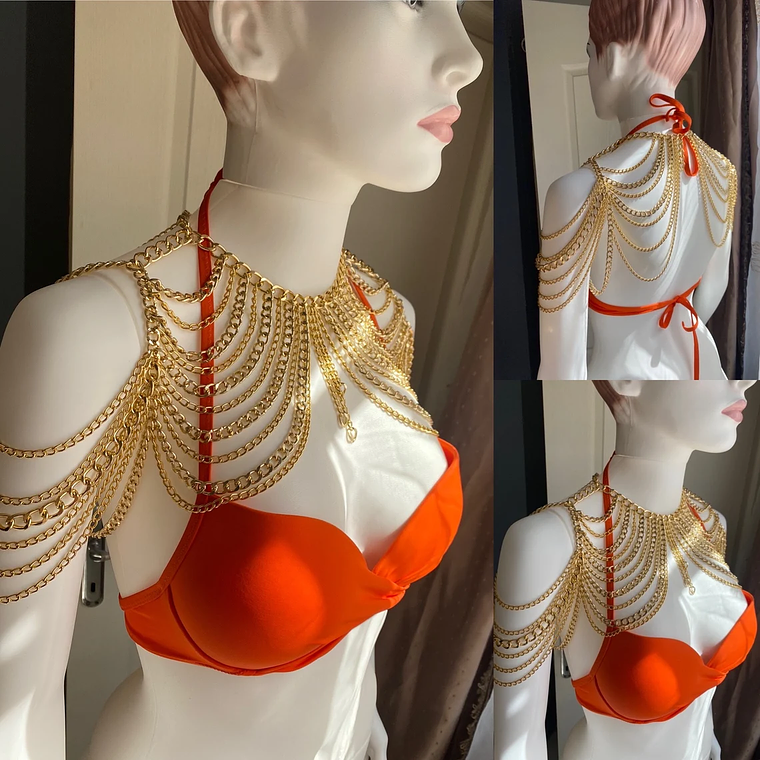 CADENA DE HOMBRO MULTICAPA DORADA UNISEX 1