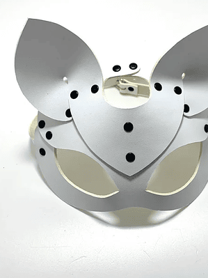 MASCARA GATO EN CUERO SINTETICO BLANCO