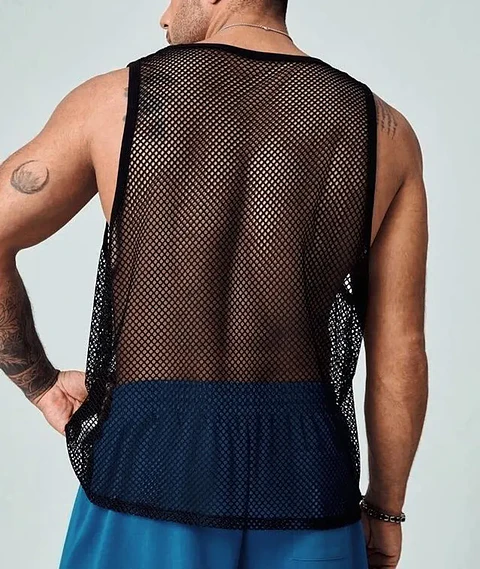 Camiseta de malla transparente para hombre