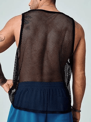 Camiseta de malla transparente para hombre