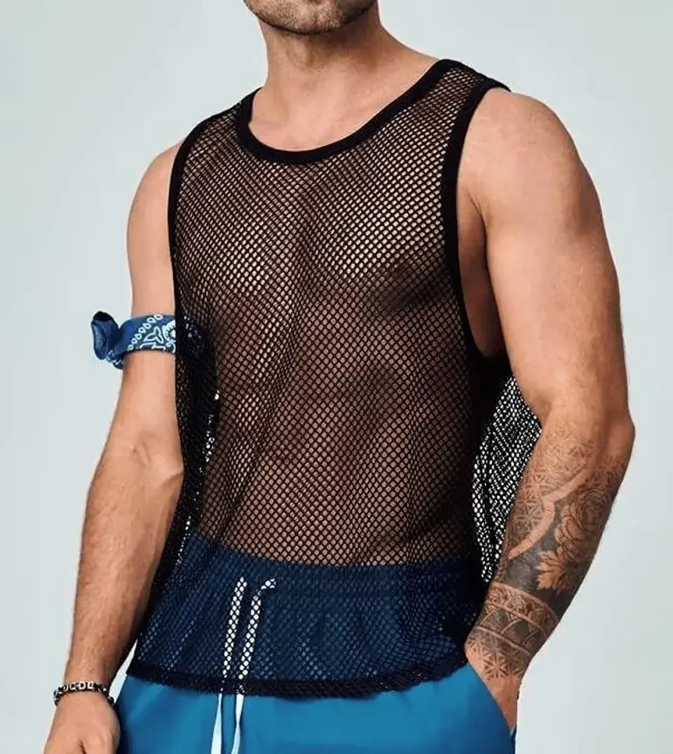 Camiseta de malla transparente para hombre 3