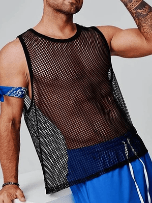 Camiseta de malla transparente para hombre