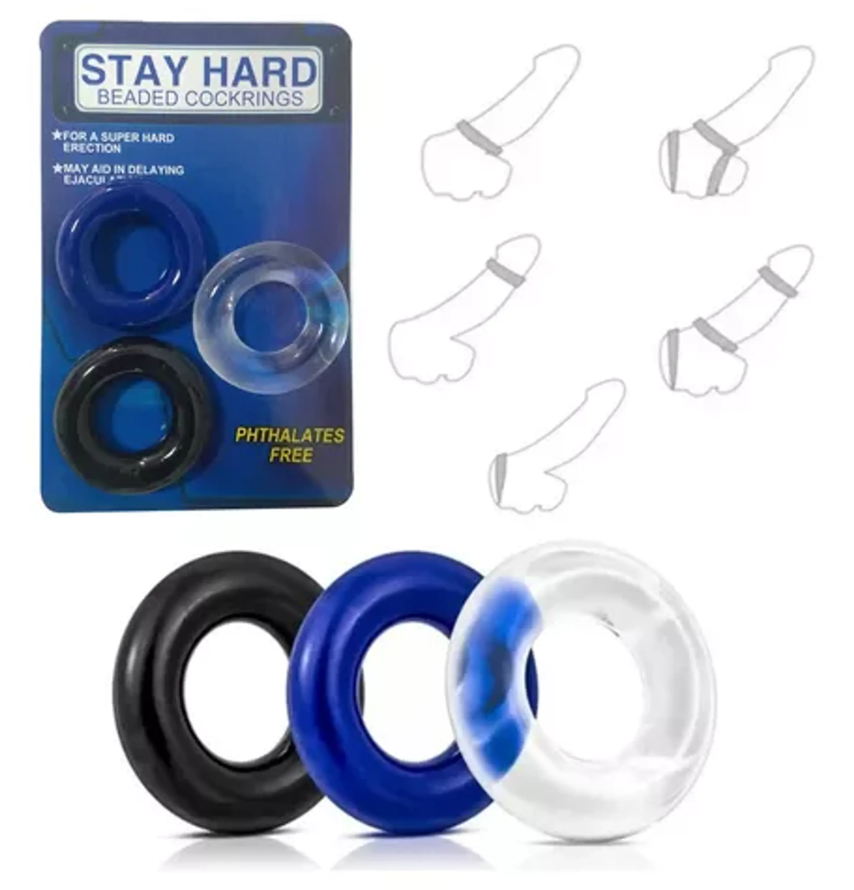 Tres Anillos Retardante Para Pene Kit 1