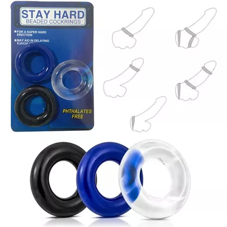 Tres Anillos Retardante Para Pene Kit 1