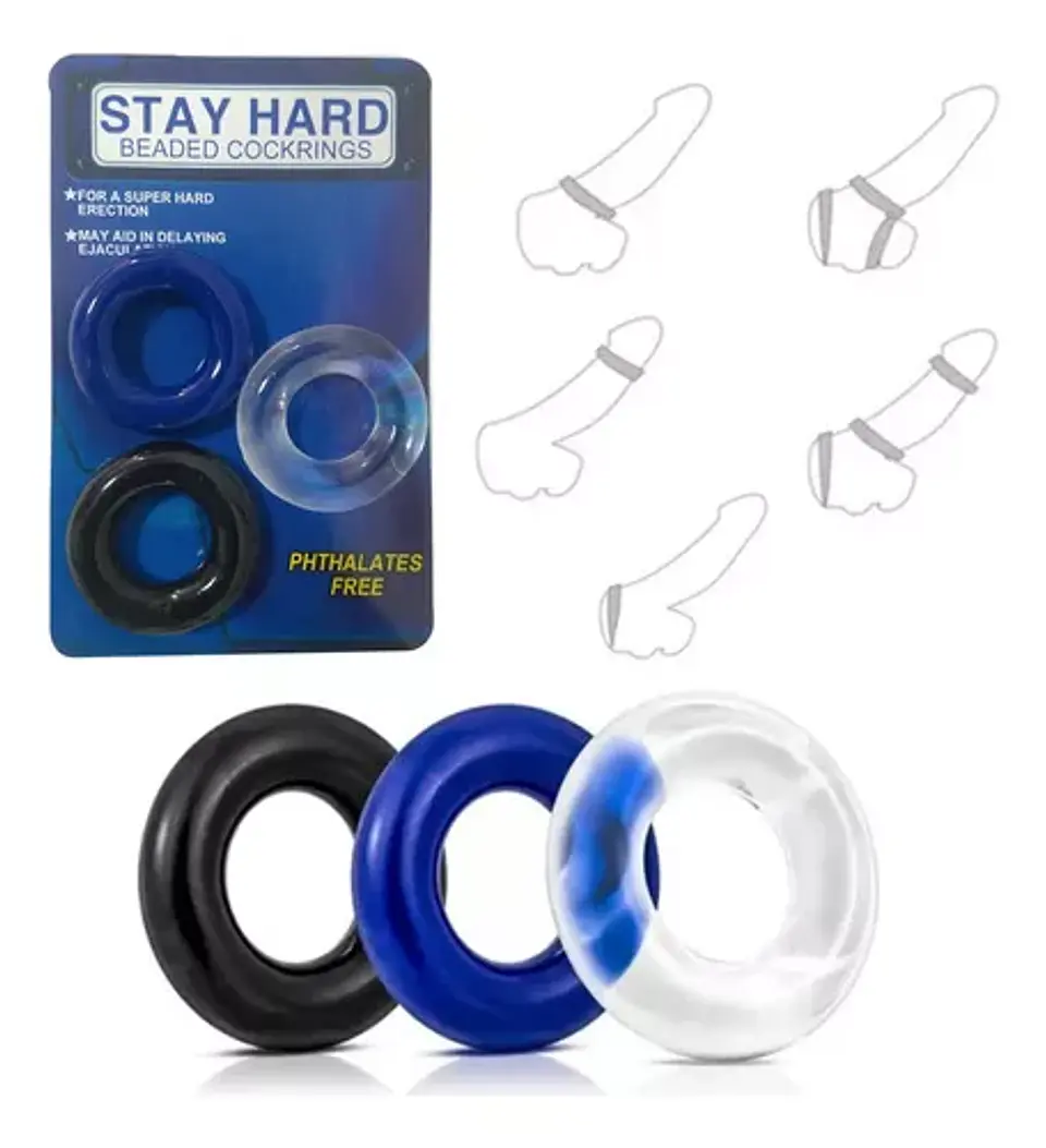 Tres Anillos Retardante Para Pene Kit 1