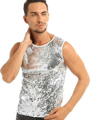 Camiseta sin mangas con lentejuelas