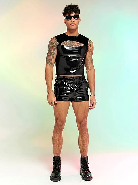 CONJUNTO SHORT Y CROP TOP EN SHAROL LATEX