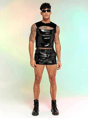 CONJUNTO SHORT Y CROP TOP EN SHAROL LATEX